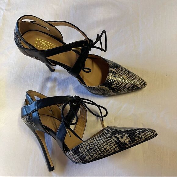 Snake Prints Ankle Wrap Pumps Shoes - Picture 1 of 10